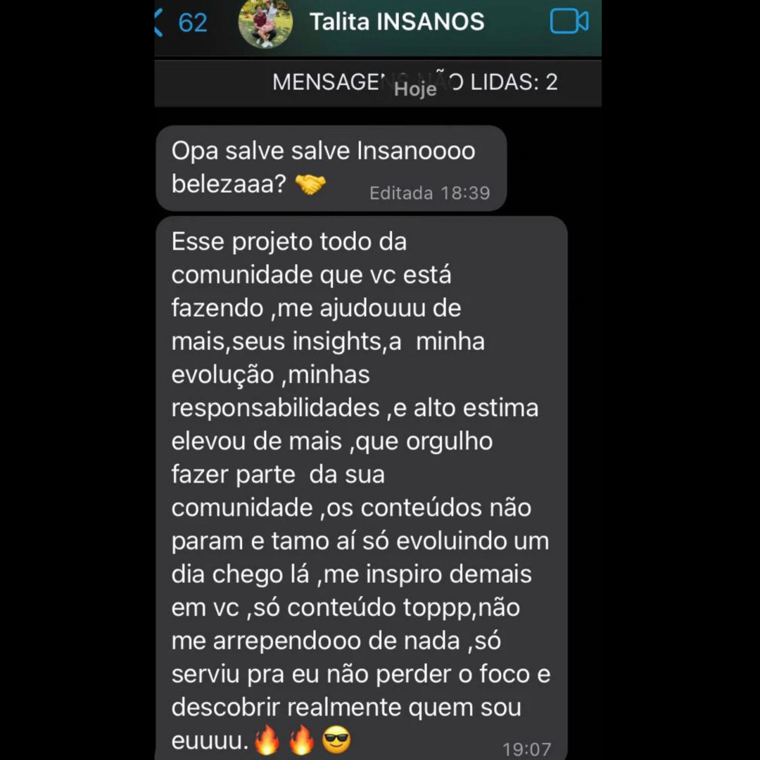 Print de conversa com relato de um membro do Clã