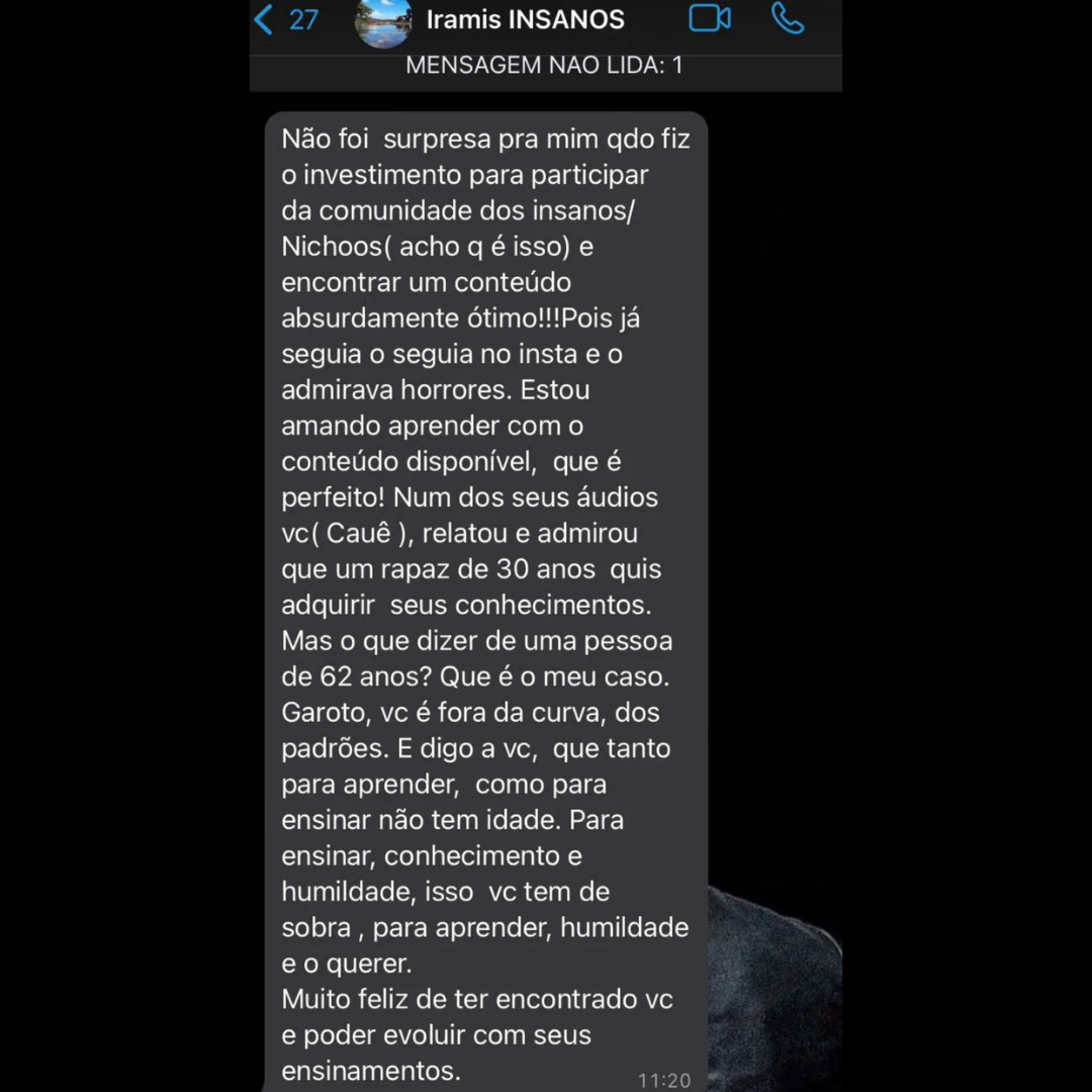 Print de conversa com relato de um membro do Clã